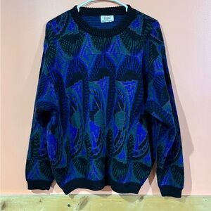 Vintage Sisley Multicolor abstract made in Italy Crewneck Sweater